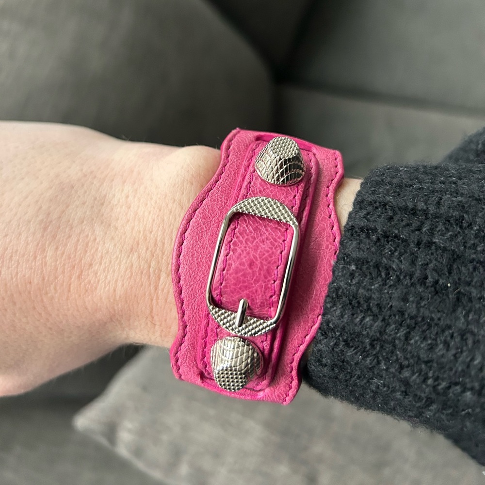 Balenciaga Arena Bracelet raspberry pink leather tour